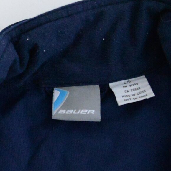 Vintage Bauer Navy The Hague Zip Up Quilt Lined Hockey Winter Jacket Large - Picture 4 of 12
